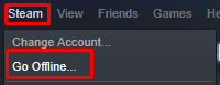 Where to find the offline mode setting in Steam