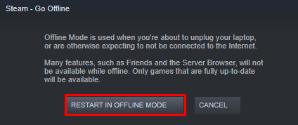 Restarting in Offline Mode