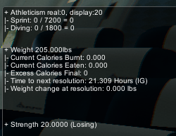 The player stats menu, which can be opened by pressing F3